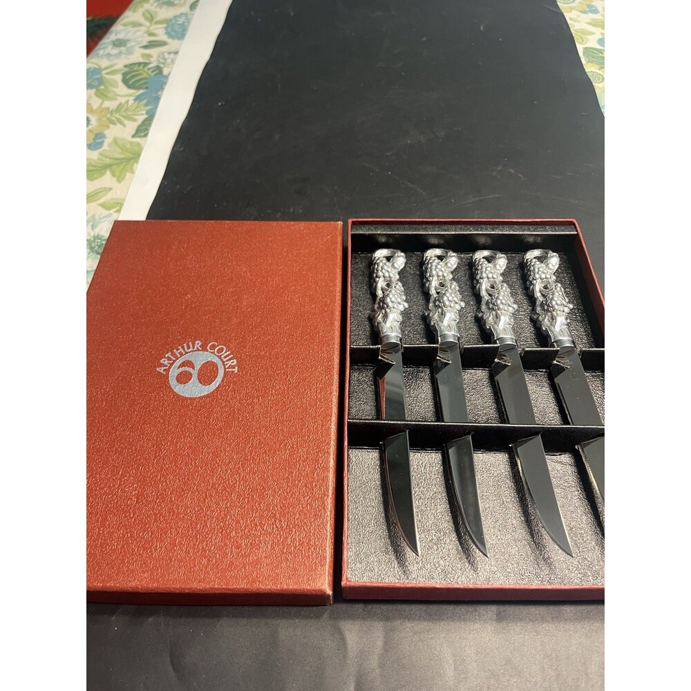 Arthur Court Pewter Grapevine Handle Knives 4pc Set